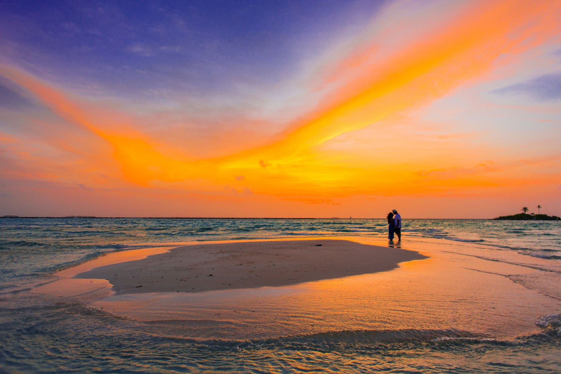 Couple on a honeymoon beach